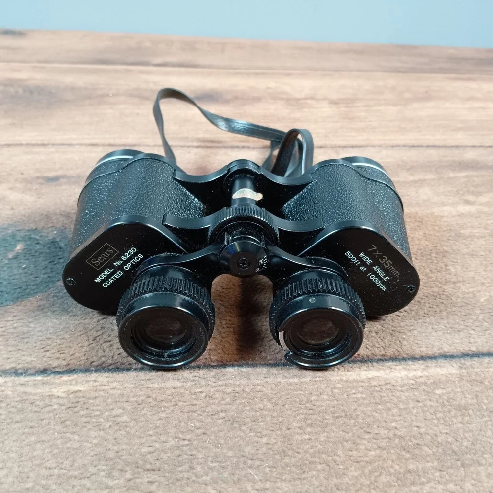 Vintage Sears 7x35mm Wide Angle Binoculars Model 6230 Coated Optics Japan Case
